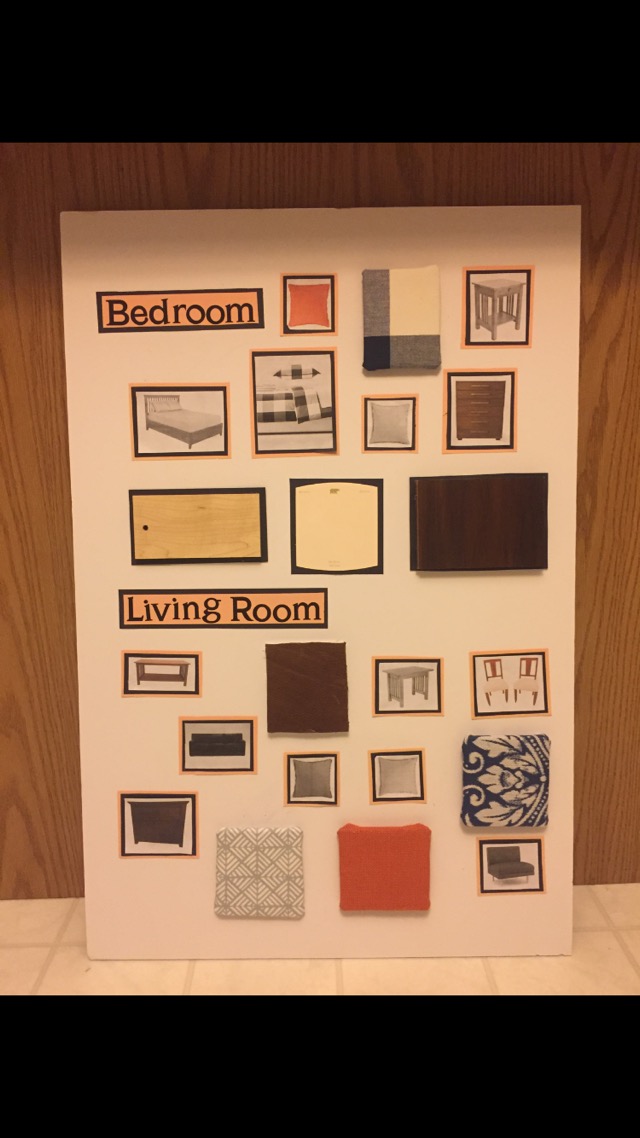 When presenting her project, Melody Holland uses a series of boards to show different features of the home she designed. To make each board, she was required to buy or have donated all tile, wood, carpet, paint and fabric samples.