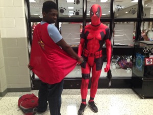 Arentio Ferguson as Superman and Eric Kiesewetter as Deadpool for Normal West homecoming.