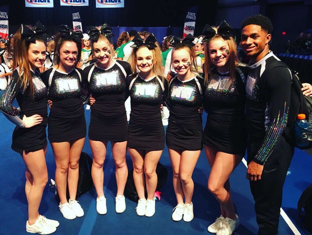 The+seven+senior+cheerleaders%2C+%28left+to+right%29+Cailey+Kutchma%2C+Audrey+Stoewer%2C+Cameron+Upton%2C+Ariel+Miller%2C+Jenna+Breen%2C+Kendahl+Whitwood%2C+and+Isaiah+Shifflett%2C+will+be+recognized+before+the+game+Friday+night.+