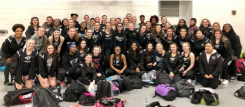 Girls track team before first meet on March 3rd. Photo taken by Coach Copple.